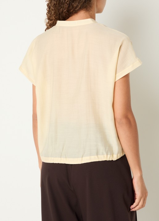 OPUS Fadell semi-transparante blouse met trekkoord - achterkant 2 lichtgeel