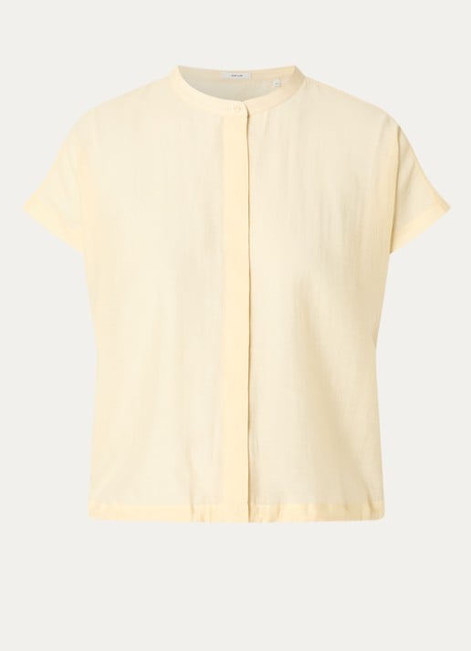 OPUS Fadell semi-transparante blouse met trekkoord - voorkant 3 lichtgeel