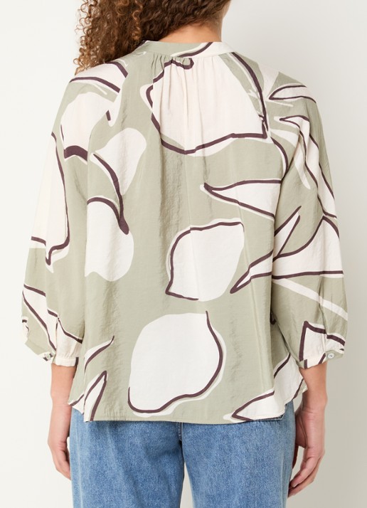 OPUS Faloom blouse met print - achterkant 2 olijfgroen