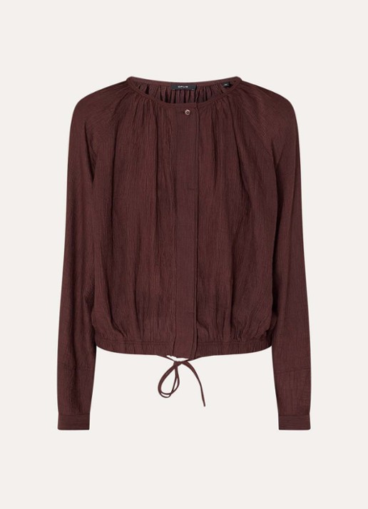 OPUS Faluna blouse met ronde hals - voorkant 3 donkerbruin