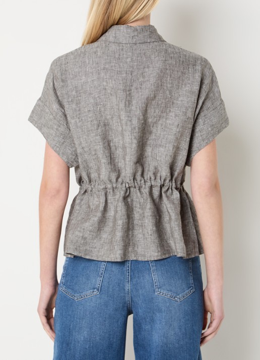 OPUS Faluri blouse van linnen met splitten  - achterkant 4 grijsmele