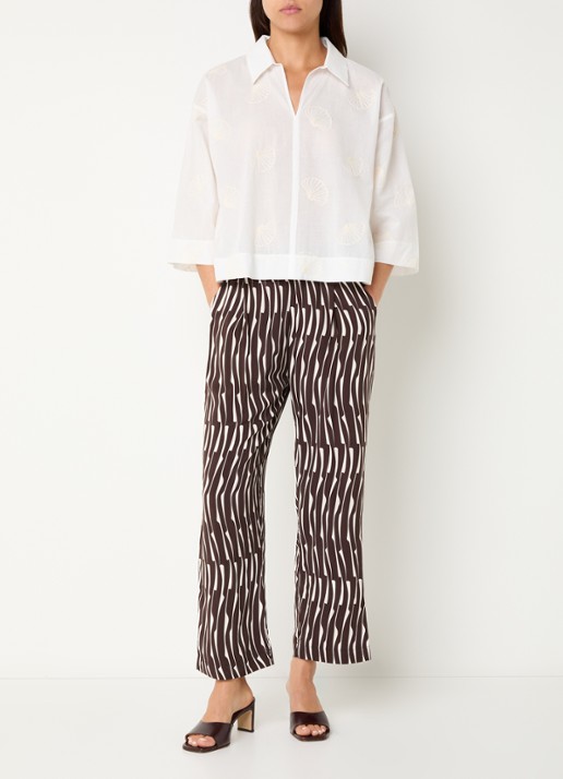 OPUS Famoni blouse met broderie  - voorkant 4 wit