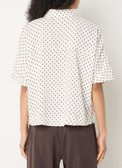 OPUS Farise blouse met stippenprint - achterkant 4 gebroken wit