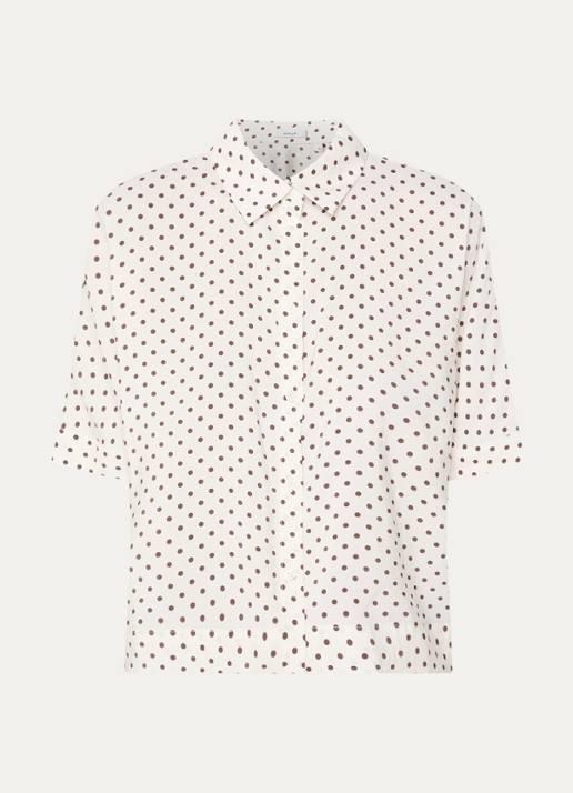 OPUS Farise blouse met stippenprint - voorkant gebroken wit