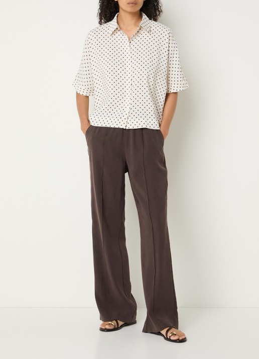 OPUS Farise blouse met stippenprint - voorkant 2 gebroken wit
