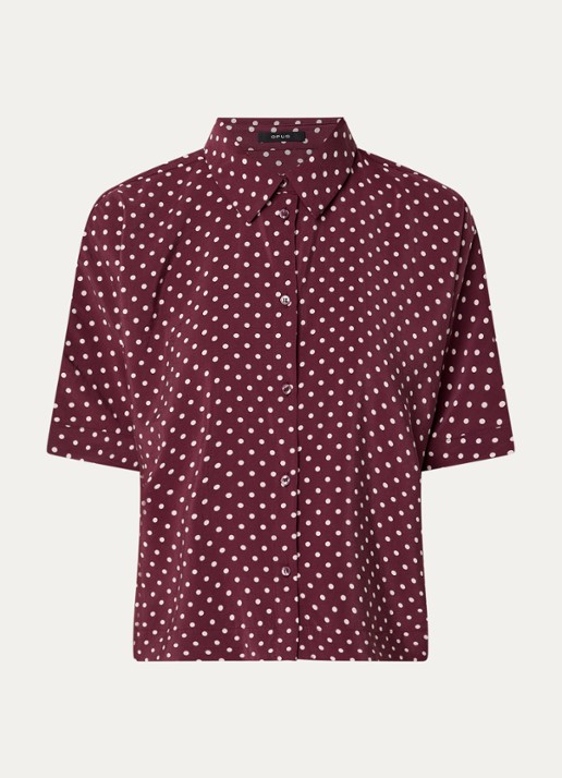 OPUS Farise blouse met stippenprint - voorkant 3 kersenrood