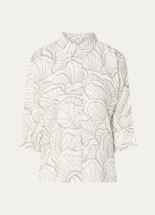 OPUS Fashell blouse met print - voorkant 2 gebroken wit