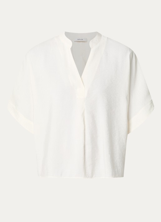OPUS Fenella tuniek met V-hals en vlindermouw - voorkant 2 gebroken wit