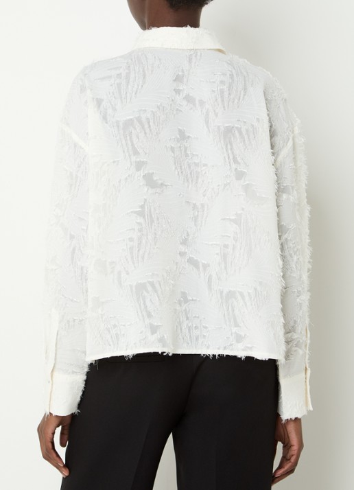 OPUS Fenima semi-transparante blouse met structuur - achterkant gebroken wit