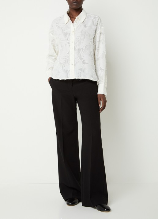 OPUS Fenima semi-transparante blouse met structuur - voorkant 4 gebroken wit