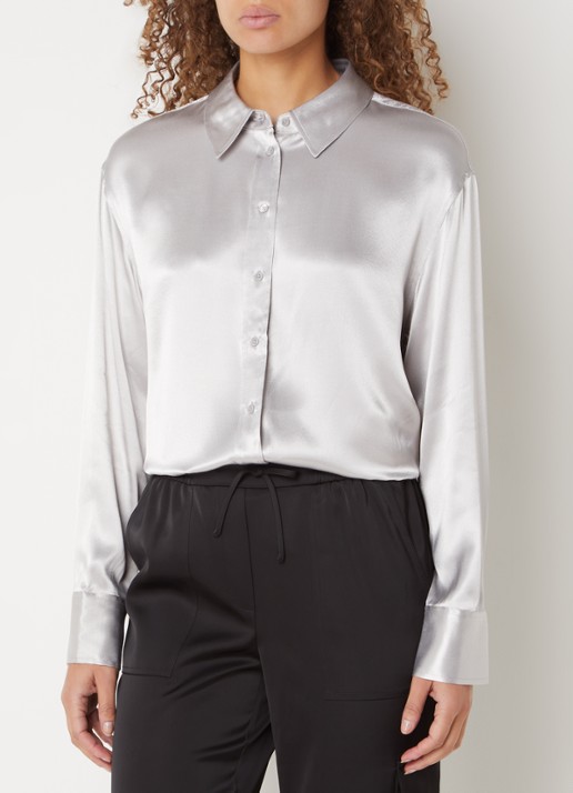 OPUS Feppe blouse van satijn - detail 3 grijs