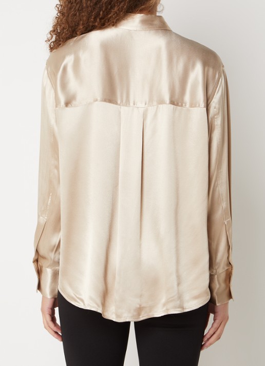 OPUS Feppe blouse van satijn - achterkant zalmroze