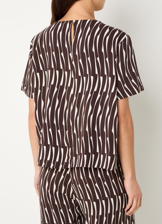 OPUS Ferona top met print      - achterkant 4 bruin