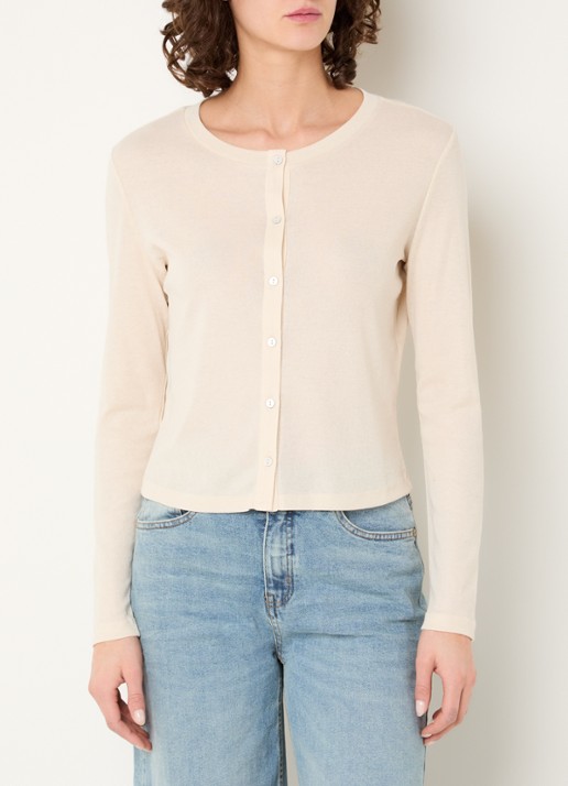 OPUS Fijngebreid vest met ronde hals