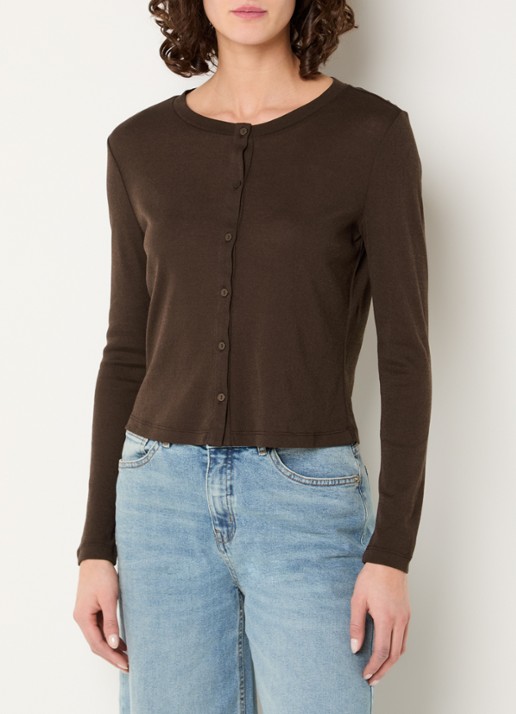OPUS Fijngebreid vest met ronde hals