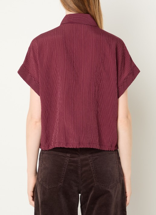 OPUS Flaneta blouse met streepprint - achterkant 2 kersenrood