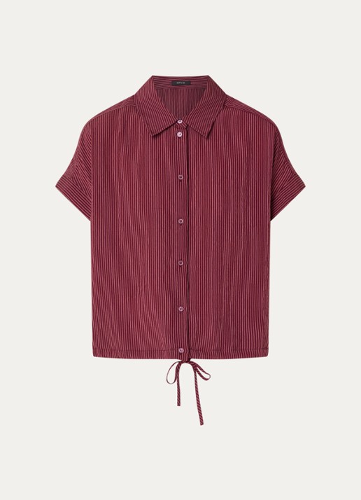 OPUS Flaneta blouse met streepprint - voorkant 3 kersenrood