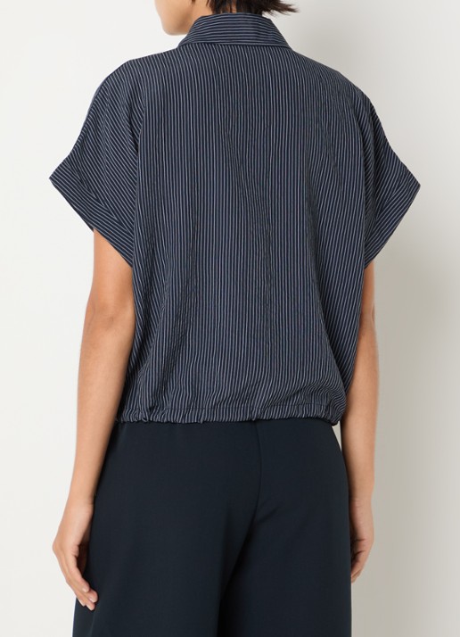 OPUS Flaneta blouse met streepprint - achterkant donkerblauw
