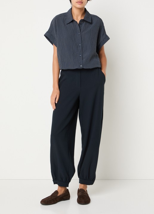 OPUS Flaneta blouse met streepprint - voorkant 3 donkerblauw