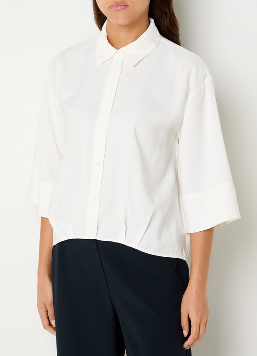 OPUS Fotori blouse met plooidetail en vleermuismouw