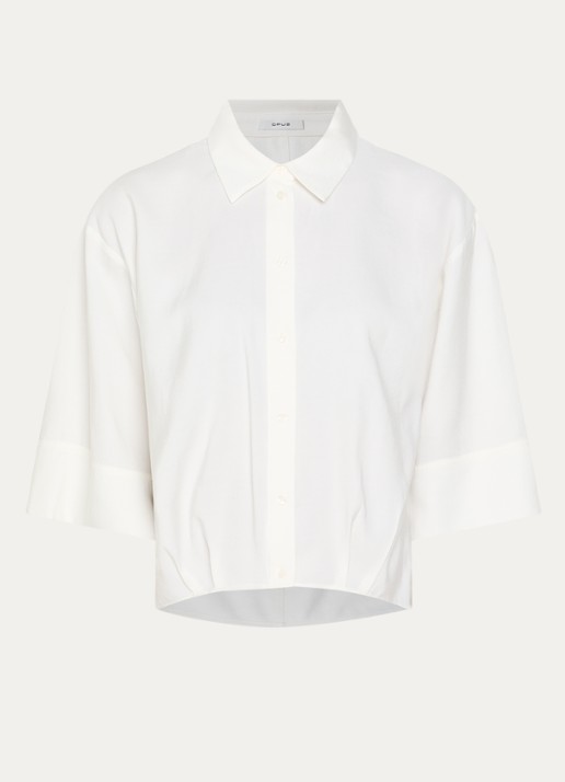 OPUS Fotori blouse met plooidetail en vleermuismouw - voorkant 3 wit