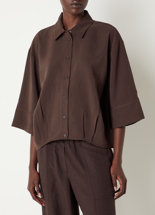 OPUS Fotori blouse met plooidetail