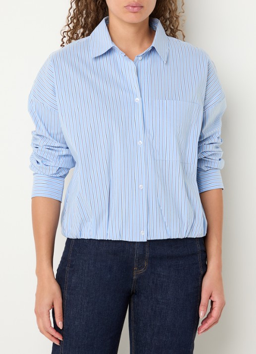 OPUS Fresa blouse met borstzak en streepprint  - detail 4 blauw