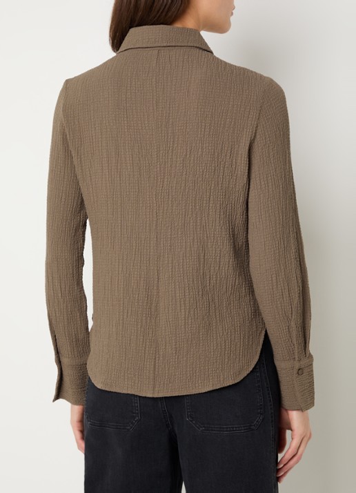 OPUS Frive blouse met structuur - achterkant lichtbruin