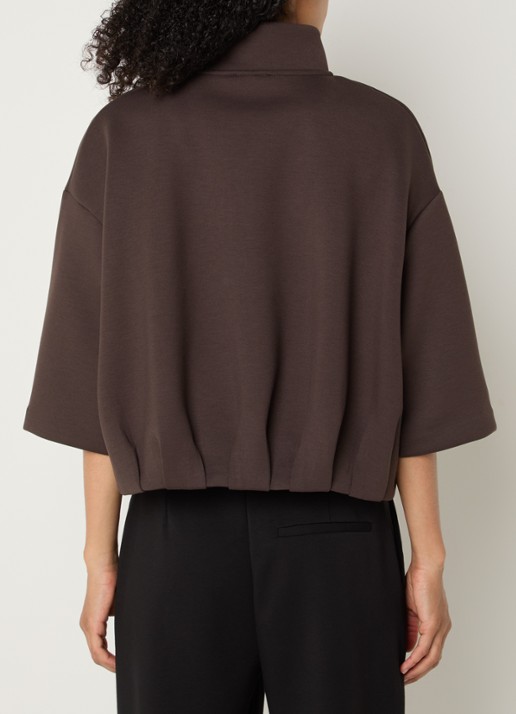 OPUS Galtos sweatvest met opstaande kraag - achterkant 4 donkerbruin