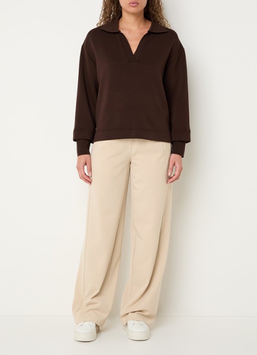 OPUS Ghya sweater met V-hals - voorkant 3 bruin