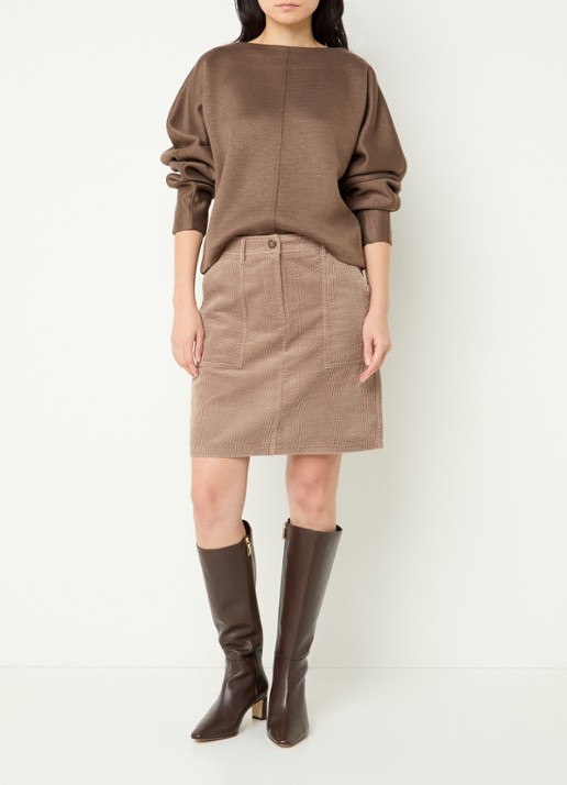 OPUS Gilan sweater met gemêleerd dessin - voorkant 3 lichtbruin