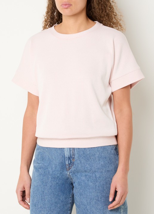 OPUS Gimos top met streepprint - detail lichtroze