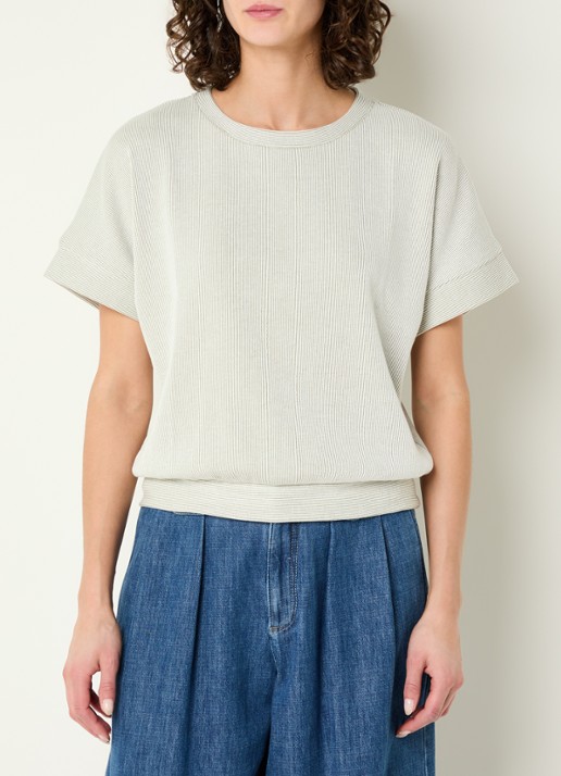 OPUS Gimos top met streepprint - detail 4 groen