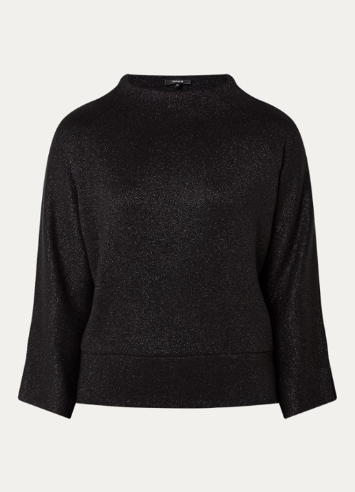 OPUS Glantina trui met lurex - voorkant 2 zwart