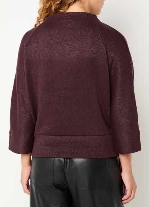 OPUS Glantina trui met lurex - achterkant 2 kastanjebruin