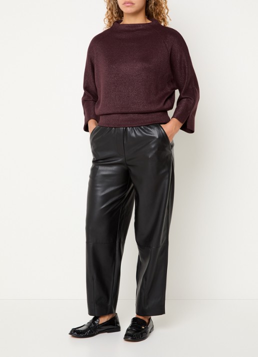 OPUS Glantina trui met lurex - voorkant 4 kastanjebruin