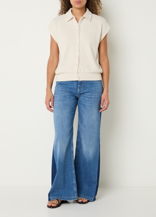 OPUS Glaya mouwloze blouse - voorkant 2 creme