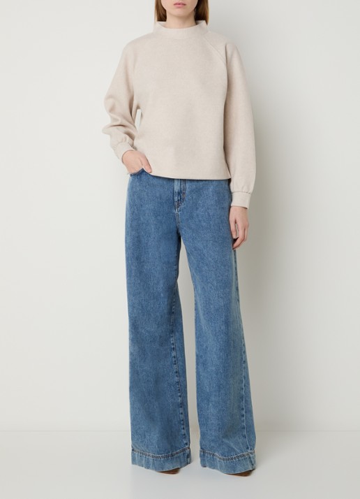 OPUS Grapina sweater met opstaande kraag - voorkant 3 ivoor