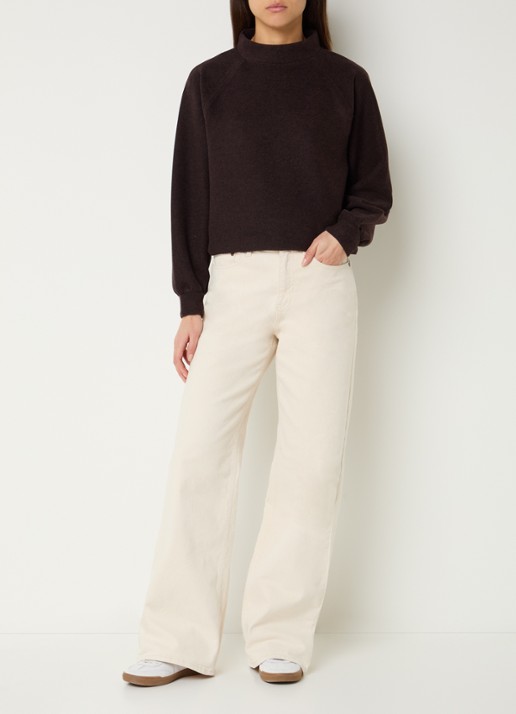 OPUS Grapina sweater met opstaande kraag - voorkant 3 donkerbruin