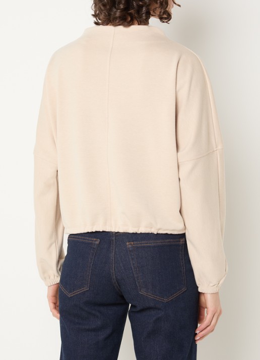 OPUS Gumipa sweater met trekkoord - achterkant beige