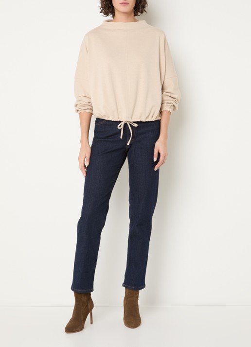 OPUS Gumipa sweater met trekkoord - voorkant 3 beige