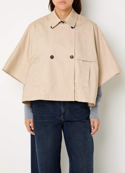 OPUS Hanisse cape met steekzak - detail 4 khaki