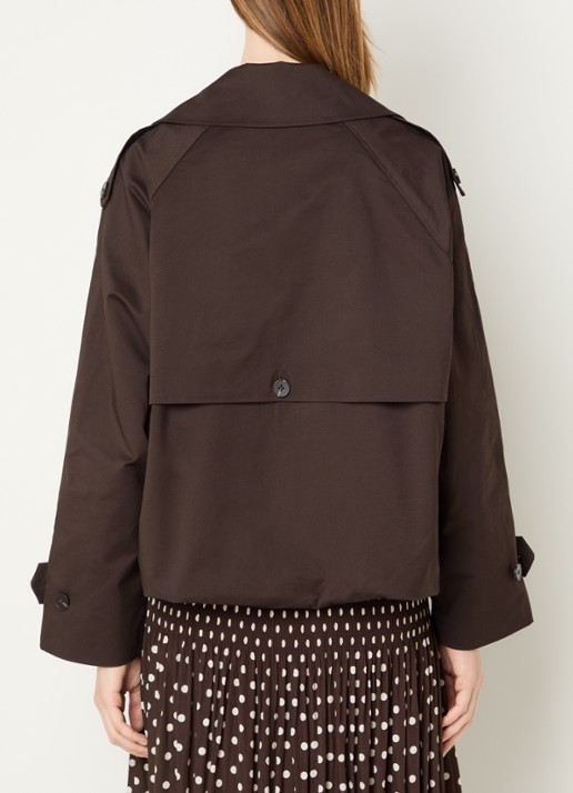 OPUS Haweni trench coat met steekzakken - achterkant 2 donkerbruin