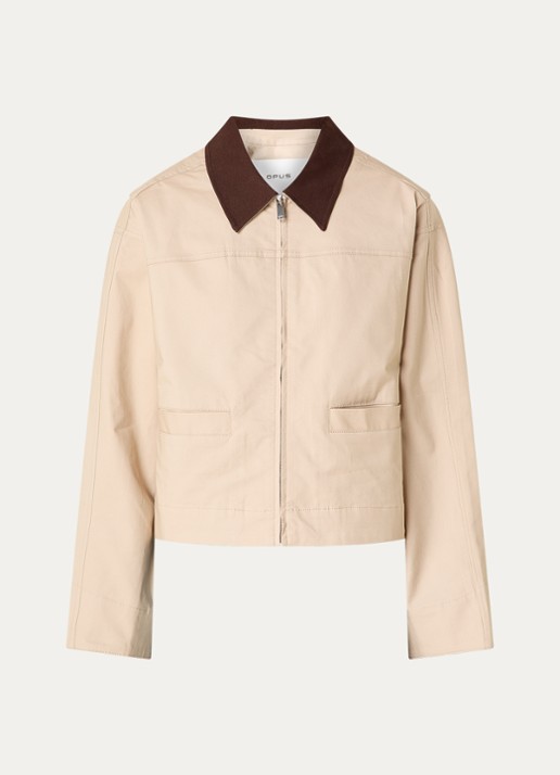 OPUS Herakla jack met opgestikte zakken - voorkant 3 beige