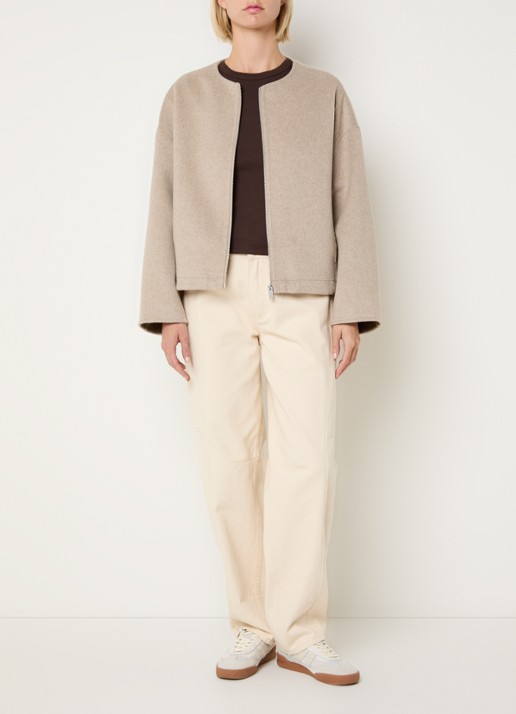 OPUS Hikone jack in wolblend - voorkant 2 beige