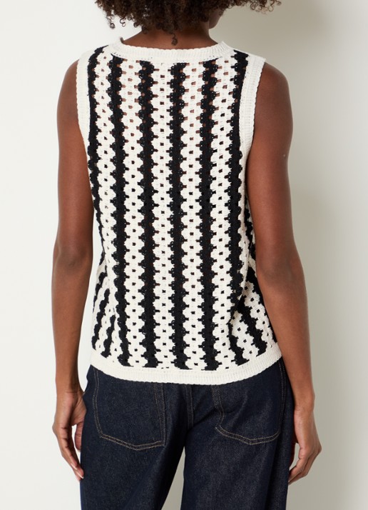 OPUS Ifama tanktop met opengewerkt dessin - achterkant 2 zwart
