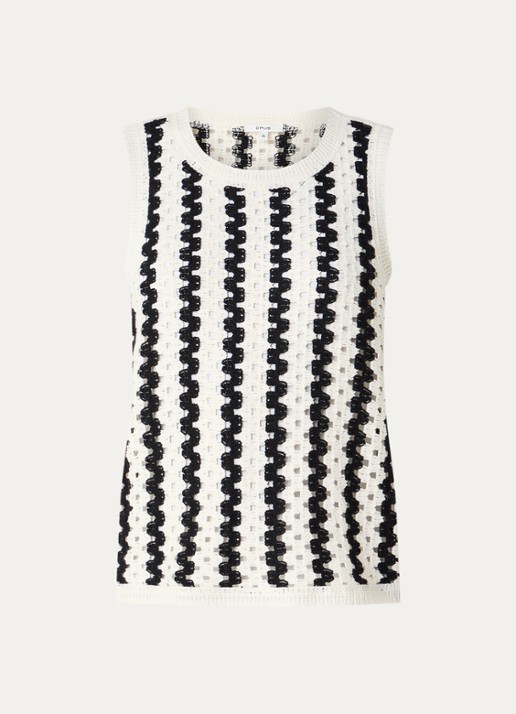 OPUS Ifama tanktop met opengewerkt dessin - voorkant 3 zwart