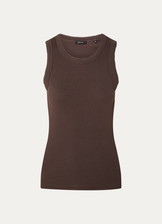 OPUS Ilesso tanktop met stretch - voorkant 2 donkerbruin