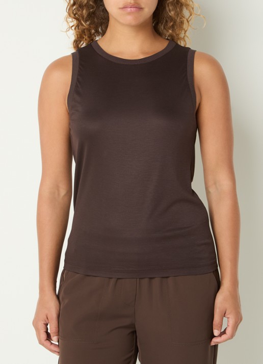 OPUS Inise tanktop met ronde hals - detail 2 donkerbruin