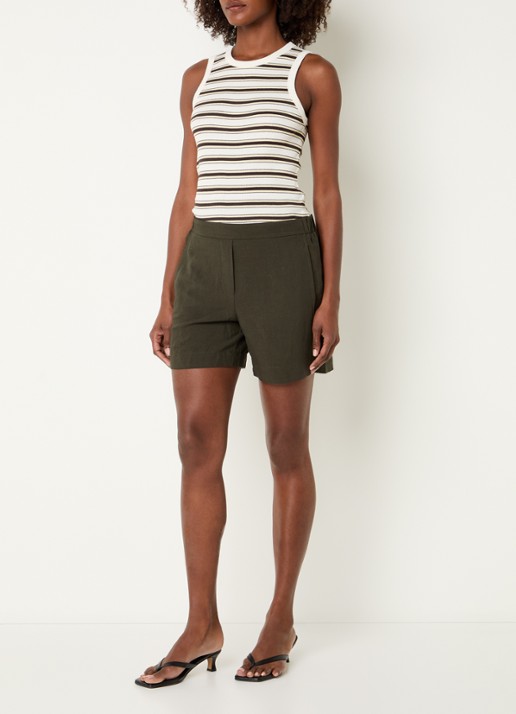 OPUS Ireso Resort tanktop met streepprint en ribstructuur - voorkant 3 gebroken wit